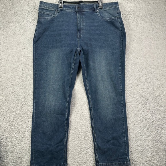 NYC The Perfect Jean Athletic Fit Mens 42X30 Blue Distressed Stretch 5 Pockets